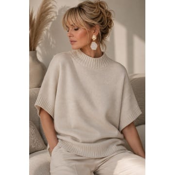 RG5342–Pulover Tricotat Ivory cu Guler Înalt – Soft Elegance - Img 4