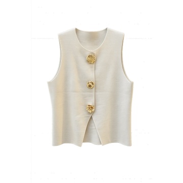 RG5373I–Vestă Ivory Elegance Bijoux – Ivory, cu broșe aurii detașabile (M–L) - Img 2