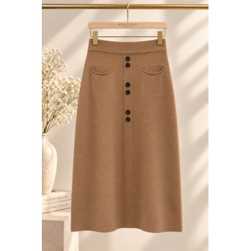 RG5390C–Fustă Midi Tricotată camel – Soft Elegance - Img 2