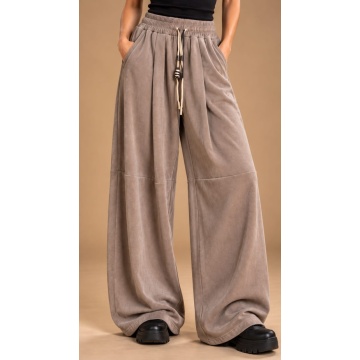 RG5606 Pantaloni Balloon cu Efect Raiat – Taupe