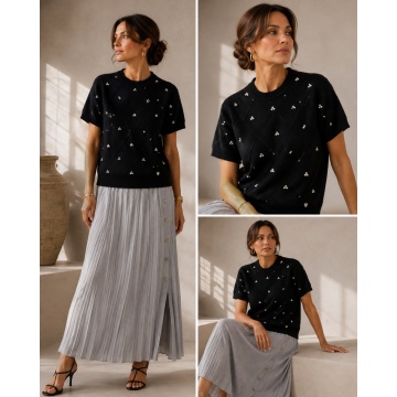 RG7193 Bluză neagra Diamond cu perle - Img 2