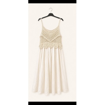 RGA8468 -Rochie Midi Couture Ivoire – Bumbac Italian & Dantelă Croșetată Luxury - Img 3