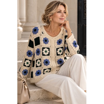 RGJ629B–Cardigan Croșetat din Bumbac 100% cu Motive Florale – Floral Chic (M–XXL) - Img 4
