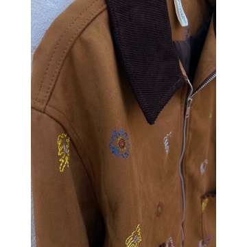 RGWH55518–Jachetă Soft Suede Embroidery – Vâscoză, broderii & guler contrast - Img 2
