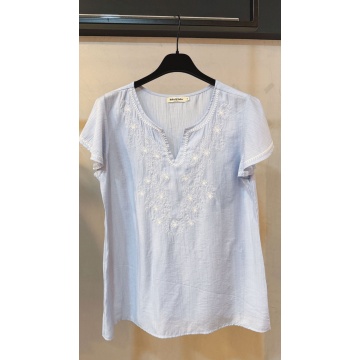 RGXF1190 Bluză Azura Bleu cu Broderie Florală – Eleganță de Vară - Img 4