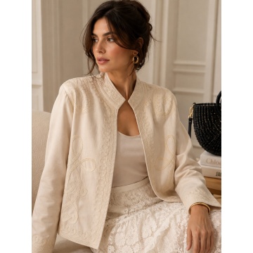 RGYZ101 C–Jachetă Crem cu Broderie – Military Chic - Img 2