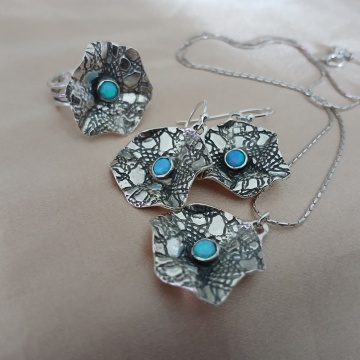 Set argint „Blue Opal Elegance” -E5879-N5879-R5875 - Img 2