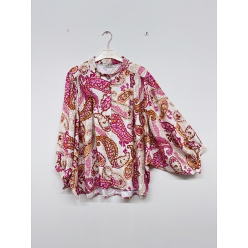 Bluză L – 3XL tip cămasă văscoză fucsia Made in France RG24747C - Img 2