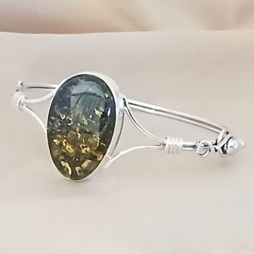 Bratara argint -chihlimbar verde - B1634