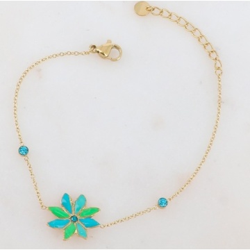 Brățară cu floare emailată și strasuri- RGIKS2135B0540 - Img 2