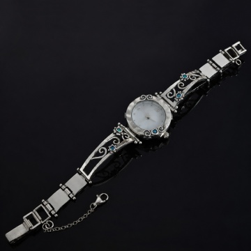 Ceas „Blue Opal Grace” – Argint 925, Opale Albastre W3699-2 - Img 3