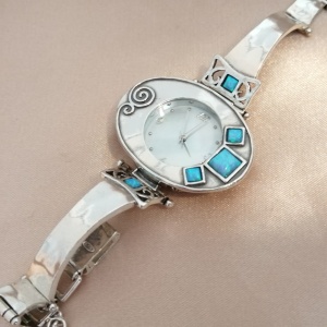 Ceas argint cu opal , lucrat manual W1823 - Img 1