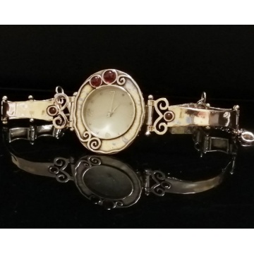 Ceas din Argint 925 cu Granate Naturale si Cadran din Sidef Royal Garnet W1578 - Img 7