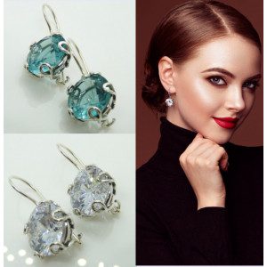Cercei din argint cu topaz albastru fațetat – montură artistică E10979 - Img 4
