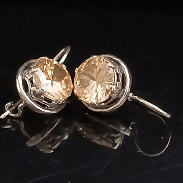 Cercei din argint E3558 champagne quartz