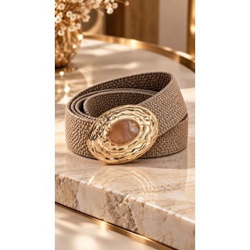 Curea Elastică Statement Oval Gold – Cataramă Metalică cu Rășină RGCT-AU11020M