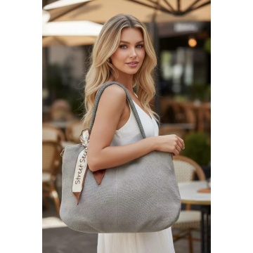 Geantă damă din canvas cu eșarfă elegantă RGMA340K - Img 3