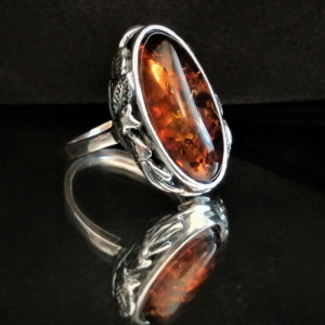 Inel Argint 925 cu Chihlimbar Cognac „Amber Majesty” R1636 - Img 2