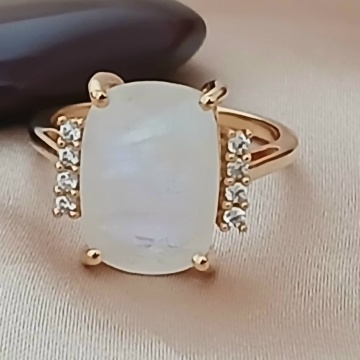 Inel Artisan -argint placat cu aur piatra lunii -RGR13709 - Img 2