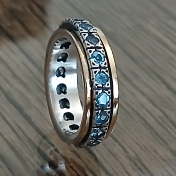 Inel Azura din argint 925 și aur 14K – cu topaz albastru natural - Img 6