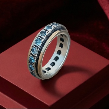 Inel Azura din argint 925 și aur 14K – cu topaz albastru natural - Img 7