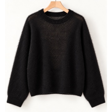 RG1511N–Pulover Bellissima din Kid Mohair – Made in Italy– negru - Img 2