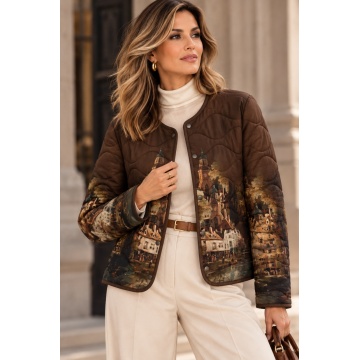 RG230083Maro–Jachetă Matlasată Artistic Landscape L–XL (EU 42–46)