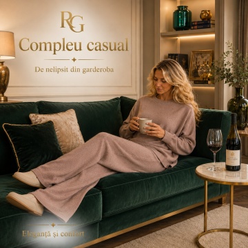 RG2442T TAUPE Set M–2XL tricotat premium – Pulover oversized & pantaloni largi - Img 4