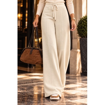 RG3744– Pantaloni Tricotați Palazzo – Ivory