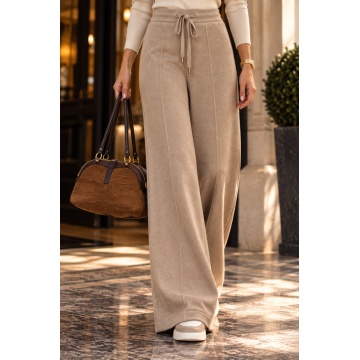 RG3744T– Pantaloni Tricotați Palazzo – Taupe