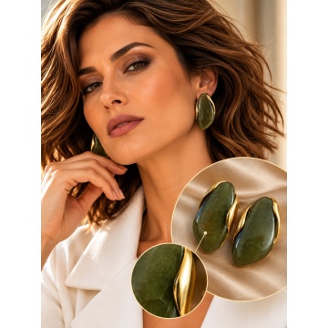 RG500236O Cercei Statement amber din Rășină și Oțel Inoxidabil – Design Sculptural, 3,5 cm