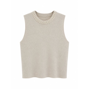 RG5321-1– Top Tricotat Ivory cu Perle Decorative - Img 3
