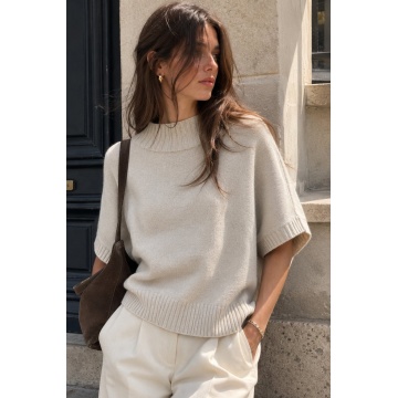 RG5342–Pulover Tricotat Ivory cu Guler Înalt – Soft Elegance - Img 2