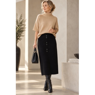 RG5390N–Fustă Midi Tricotată neagra – Soft Elegance