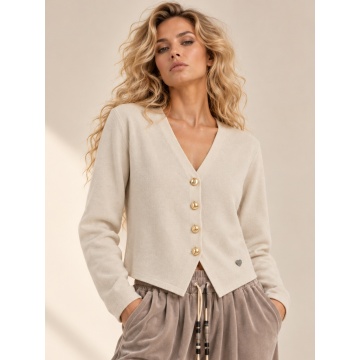 RG7141C–Cardigan Crem cu nasturi aurii – Vâscoză, croi cambrat 36–40 (XS-M)