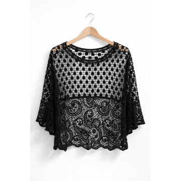 RG8109 – Bluză Openwork din Bumbac cu Mâneci Evazate – Stil Elegant Feminine– Bumbac 100% - Img 3