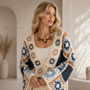 RGLS01-1 A Cardigan Boho Croșetat Multicolor 100% Acrilic (M–4XL) - Img 3