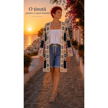 RGLS01 R Cardigan Lung Boho Croșetat 100% Acrilic (M–4XL) - Img 4