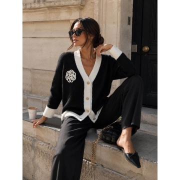 RGWL-08092 Cardigan Parisian Bloom (L–2XL)– Tricot Bicolor cu Detaliu Floral (M–4XL) - Img 5