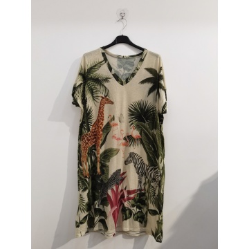 Rochie midi Safari Jungle cu lurex – Casual Chic Resort Wear | Fabricată în Italia – Mărime unică EU 46–52 (XL–3XL) - Img 3