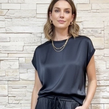 Bluza damă Satin Silk & Viscose negru – Made in Italy RG13180 - Img 3