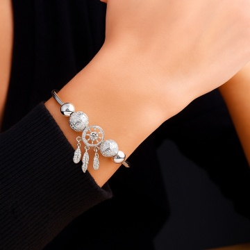 Brățară „Dreamcatcher Shine” – Bază metalică & charm visător R1016