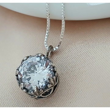 Colier argint zircon E1406