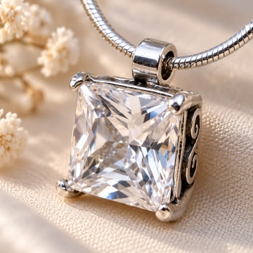 Colier argint zircon N4295 - Img 3