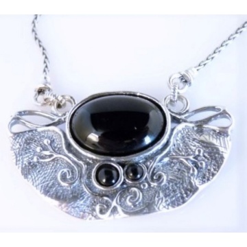 Colier din Argint cu Onix Negru Umbra Lunii N3008 - Img 2