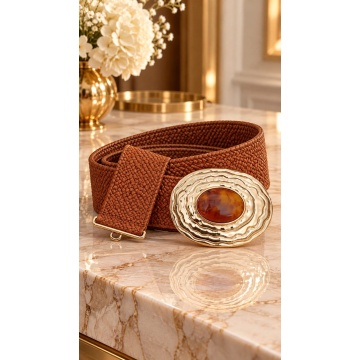 Curea Elastică Statement Oval Gold – Cataramă Metalică cu Rășină RGCT-AU11020C