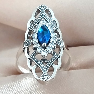 Inel argint blue quartz R3358 - Img 3