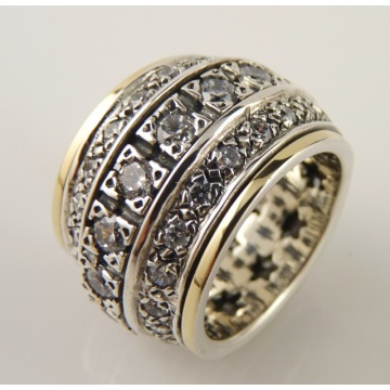 Inel Celestia din argint 925 și aur 14K cu zirconii – Design regal cu motive stelare - Img 4