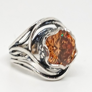 Inel din argint champagne quartz R1656