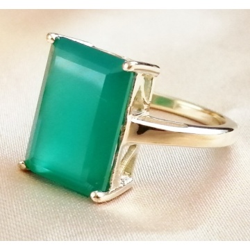 Inel LIDIA -argint placat cu aur -onix verde-RGR016010 OV - Img 1